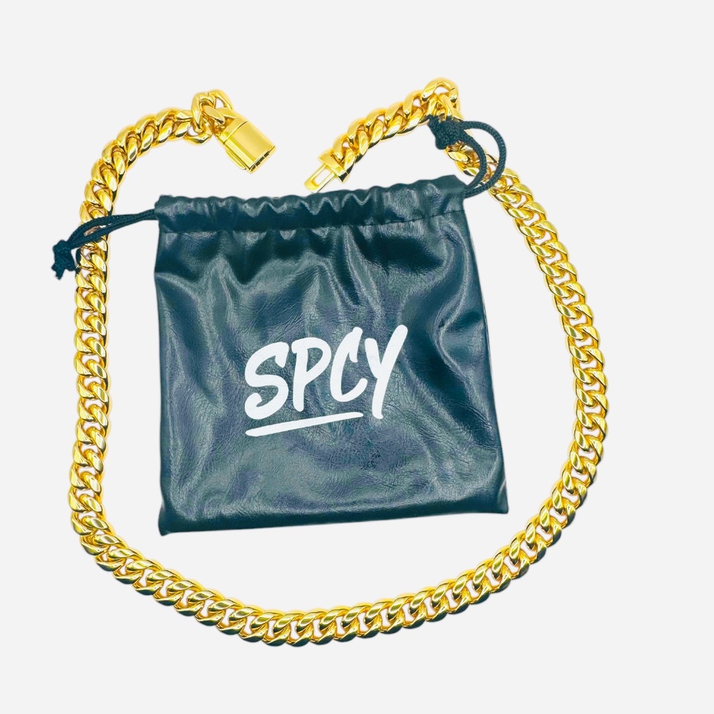 SPCY Gold Cuban Link Chain Necklace 20 Inches With Durable Clasp Bag & Gift Box - Picture 8 of 10